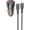 Автомобільний зарядний пристрій BOROFONE BZ20 Smart 1xUSB-A, 1xUSB-C, PD20W, QC3.0, 38W Black w/Type-C to Lightning cable