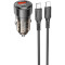 Автомобильное зарядное устройство BOROFONE BZ20 Smart 1xUSB-A, 1xUSB-C, PD20W, QC3.0, 38W Black w/Type-C to Type-C cable