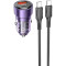 Автомобільний зарядний пристрій BOROFONE BZ20 Smart 1xUSB-A, 1xUSB-C, PD20W, QC3.0, 38W Transparent Purple w/Type-C to Type-C cable