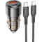 Автомобільний зарядний пристрій BOROFONE BZ20A Smart 1xUSB-A, 1xUSB-C, PD65W, QC3.0, 83W Black w/Type-C to Type-C cable