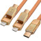 Кабель REMAX Gplex 3-in 1 USB-A to Lightning/Micro-USB/Type-C 1м Gold (RC-070TH-GD)