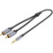 Кабель VENTION 3.5mm Male to 2RCA Male Audio Cable mini-jack 3.5 мм - 2RCA 1.5м Gray (BCNBG)