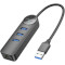 Мережевий адаптер з USB-хабом BOROFONE DH6 Erudite USB-A to 3xUSB3.0, 1xGLAN (0.2m)