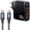 Зарядное устройство USAMS UC-TZ01 T44 100W 4 Ports GaN Fast Charger Black w/Type-C to Type-C cable (UCTZ01)