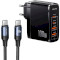 Зарядний пристрій USAMS UC-TZ01 T44 100W 4 Ports GaN Fast Charger Black w/Type-C to Type-C cable (UCTZ01)