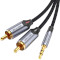 Кабель VENTION 3.5mm Male to 2RCA Male Adapter Cable mini-jack 3.5 мм - 2RCA 2м Gray (BCNBH)