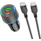 Автомобильное зарядное устройство BOROFONE BZ21 Brilliant 1xUSB-A, 1xUSB-C, PD30W, QC3.0, 48W Black w/Type-C to Type-C cable (6941991101199)