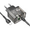 Зарядний пристрій HOCO N34 Dazzling 1xUSB-A, 1xUSB-C, PD20W, QC3.0 Black w/Type-C to Type-C cable (6931474799180)