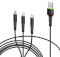 Кабель INTALEO CBFLEXU1 3-in-1 USB-A to Micro-USB/Lightning/Type-C 1.4м Black (1283126487521)