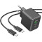 Зарядний пристрій HOCO CS14A Ocean 1xUSB-C, 1xUSB-A, PD20W, QC3.0 Black w/Type-C to Type-C cable (6942007603911)