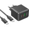 Зарядний пристрій HOCO CS14A Ocean 1xUSB-C, 1xUSB-A, PD20W, QC3.0 Black w/Type-C to Type-C cable (6942007603911)