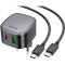 Зарядний пристрій HOCO CS32A Rise 1xUSBC, 1xUSB-A. PD20W, QC3.0 Black w/Type-C to Type-C cable (6942007617475)