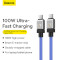 Кабель BASEUS CoolPlay Series Fast Charging Cable Type-C to Type-C 100W 1м Blue (CAKW000203)