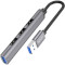 USB-хаб HOCO HB26 4-in-1 USB-A to 1xUSB3.0, 3xUSB2.0 Metal Gray