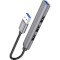 USB-хаб HOCO HB26 4-in-1 USB-A to 1xUSB3.0, 3xUSB2.0 Metal Gray