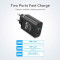 Зарядний пристрій VENTION Two-Port USB-A, USB-C, PD3.0, QC4.0, 38W Wall Charger Black (FBIB0-EU)