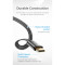 Кабель VENTION Flat Nylon Braided 8K HDMI Male to Male HD Cable HDMI v2.1 2м Black (ALKBH)