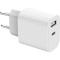 Зарядное устройство GEMBIRD 1xUSB-A, 1xUSB-C, 2.4A, 12W White (TA-UC-2AC12-01)