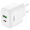 Зарядний пристрій XO L137 1xUSB-C, 1xUSB-A, QC3.0, PD20W White (L137_WHITE)