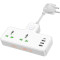 Мережевий розгалужувач HOCO AC11A Voyage White, 2 розетки, 1xUSB-C, 3xUSB