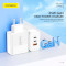 Зарядний пристрій FONENG GAN65 1xUSB-A, 2xUSB-C High Power Charger White w/Type-C to Type-C cable