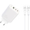 Зарядний пристрій XO CE04 2xUSB-C, 1xUSB-A, PD2.0, QC3.0 White w/Type-C to Type-C cable (XO-CE04-WH-TC)