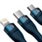 Кабель BASEUS Flash Series II 3-in-1 Fast Charging Data Cable USB to M+L+C 66W 1.2м Blue (CASS040003)