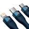 Кабель BASEUS Flash Series II 3-in-2 Fast Charging Data Cable U+C to M+L+C 100W 1.2м Blue (CASS030103)