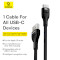 Кабель BASEUS Flash Series II For All USB-C Devices Charging Cable USB-A to USB-C 100W 1м Black (P10311804111-00)