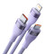 Кабель BASEUS Flash Series II 3-in-1 Fast Charging Data Cable USB to M+L+C 100W 1.2м Purple (CASS030005)