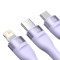 Кабель BASEUS Flash Series II 3-in-1 Fast Charging Data Cable USB to M+L+C 100W 1.2м Purple (CASS030005)