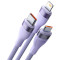 Кабель BASEUS Flash Series II 3-in-1 Fast Charging Data Cable USB to M+L+C 66W 1.2м Purple (CASS040005)