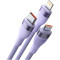 Кабель BASEUS Flash Series II 3-in-2 Fast Charging Data Cable U+C to M+L+C 100W 1.2м Purple (CASS030105)