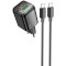 Зарядний пристрій HOCO N53 Monsoon 1xUSB-A, 1xUSB-C, PD30W, QC3.0 Black w/Type-C to Type-C cable (6942007630467)