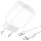 Зарядное устройство DENMEN DC06 1xUSB-C 20W 3.6A White w/Type-C to Lightning cable