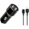 Автомобильное зарядное устройство XO TZ09 2xUSB-A, 2.4A Car Charger Black w/Type-C cable (XO-TZ09T-BK)