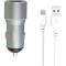 Автомобильное зарядное устройство XO TZ09 2xUSB-A, 2.4A Car Charger Gray w/Lightning cable (XO-TZ09L-GR)