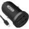 Автомобильное зарядное устройство XO TZ08 2xUSB-A, 2.1A Car Charger Black w/Lightning cable (TZ08-L-BK)