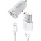 Автомобильное зарядное устройство XO TZ08 2xUSB-A, 2.1A Car Charger White w/Lightning cable (TZ08-L-WH)