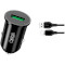 Автомобильное зарядное устройство XO TZ12 1xUSB-A, QC3.0, 18W Car Charger Black w/Lightning cable (TZ12-L-BK)