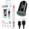 Автомобильное зарядное устройство XO TZ12 1xUSB-A, QC3.0, 18W Car Charger Black w/Lightning cable (TZ12-L-BK)