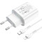 Зарядний пристрій HOCO N22 Jetta 1xUSB-C, PD25W White w/Type-C to Lightning cable (6931474760074)