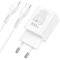 Зарядний пристрій HOCO N28 Founder 1xUSB-A, 1xUSB-C, PD20W, QC3.0 White w/Type-C to Lightning cable (6931474783530)