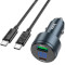 Автомобільний зарядний пристрій HOCO Z57B Glorious 1xUSB-A, 1xUSB-C, PD45W, QC3.0 Metal Gray w/Type-C to Type-C cable (6942007633185)