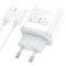 Зарядний пристрій HOCO C105A Stage 1xUSB-A, 1xUSB-C, PD20W, QC3.0 White w/Type-C to Lightning cable (6931474782939)