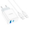 Зарядний пристрій HOCO C105A Stage 1xUSB-A, 1xUSB-C, PD20W, QC3.0 White w/Type-C to Type-C cable (6931474782922)