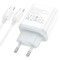 Зарядний пристрій HOCO C105A Stage 1xUSB-A, 1xUSB-C, PD20W, QC3.0 White w/Type-C to Type-C cable (6931474782922)