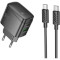 Зарядное устройство HOCO CS61A Bright 1xUSB-A, 1xUSB-C, PD30W, QC3.0 Black w/Type-C to Type-C cable (6942007638449)