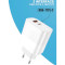 Зарядний пристрій WUW C209 1xUSB-A, 1xUSB-C, PD45W White