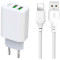 Зарядний пристрій XO L85C 2xUSB-A, 2.4A White w/Lightning cable (XO-L85C-L)